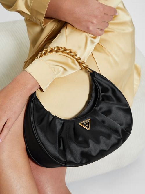 Guess Tori Satin Shoulder Bag Zwart | GUESS-SN29072