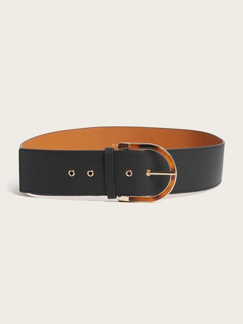 Guess Tortoiseshell Buckle Leather Belt Zwart | GUESS-SN30218