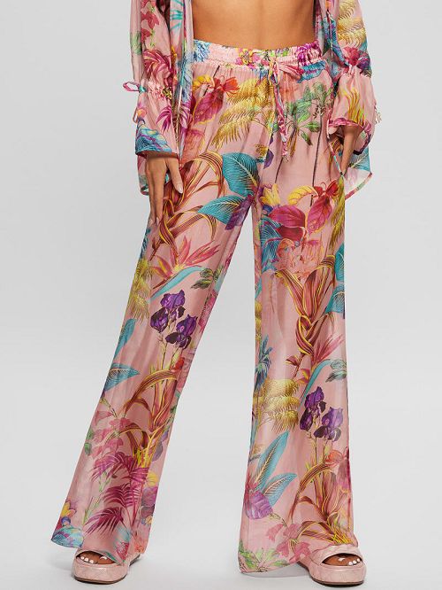 Guess Tropic Silk-Blend Swim Cover-Up Pants Multi | GUESS-SN28545