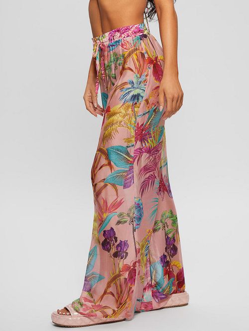 Guess Tropic Silk-Blend Swim Cover-Up Pants Multi | GUESS-SN28545