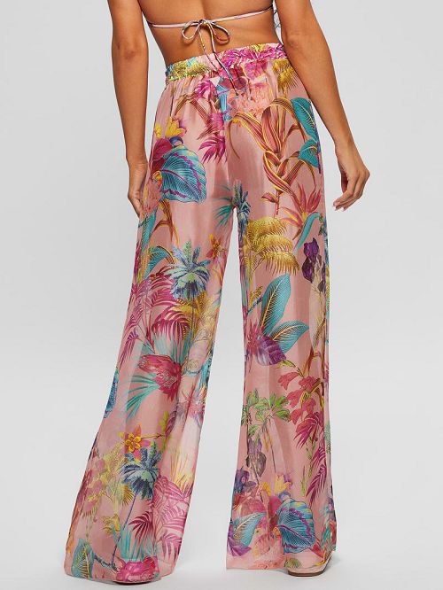 Guess Tropic Silk-Blend Swim Cover-Up Pants Multi | GUESS-SN28545