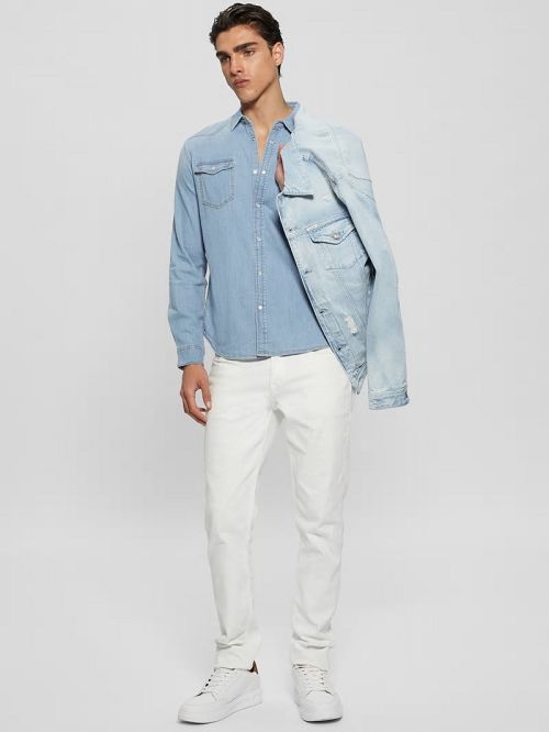 Guess Truckee Western Denim Shirt Blauw | GUESS-SN31302
