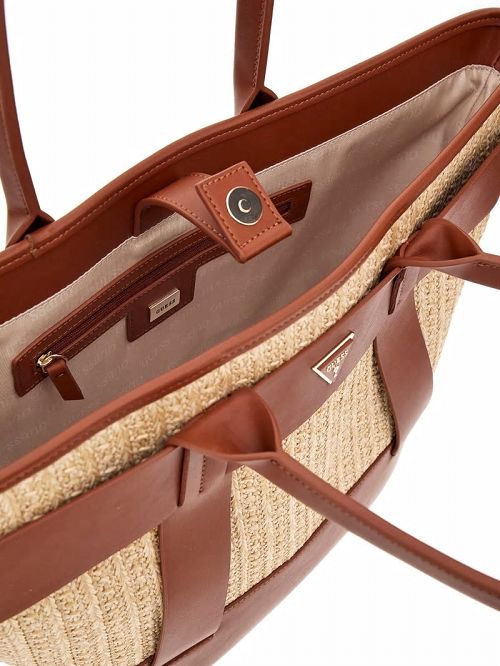 Guess Tuane Raffia Tote Bruin | GUESS-SN29463
