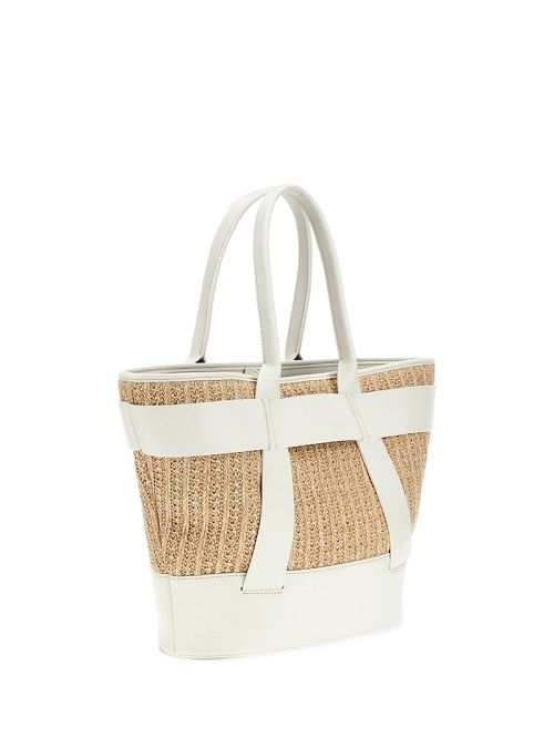 Guess Tuane Raffia Tote Wit | GUESS-SN29428