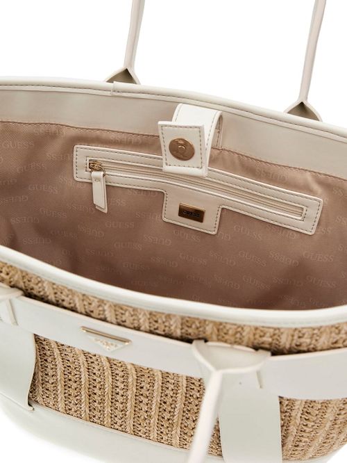 Guess Tuane Raffia Tote Wit | GUESS-SN29428