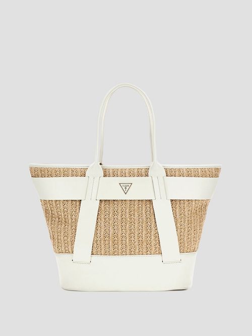 Guess Tuane Raffia Tote Wit | GUESS-SN29428