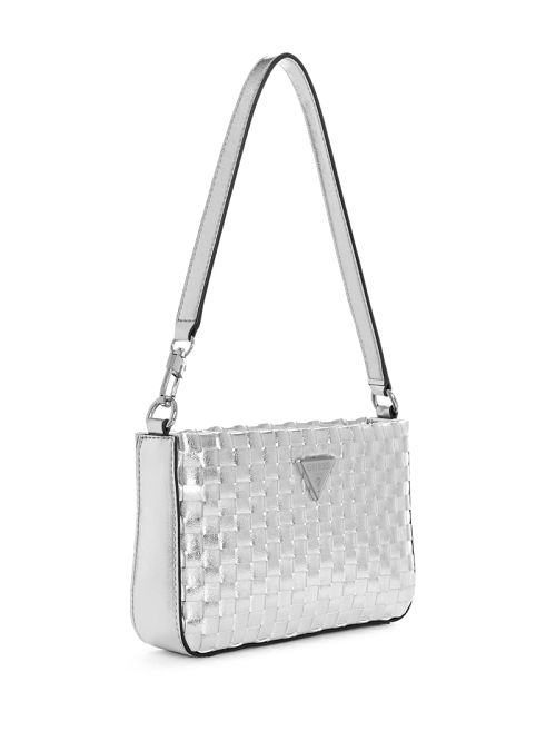 Guess Twiller Metallic Mini Shoulder Bag Zilver | GUESS-SN29190