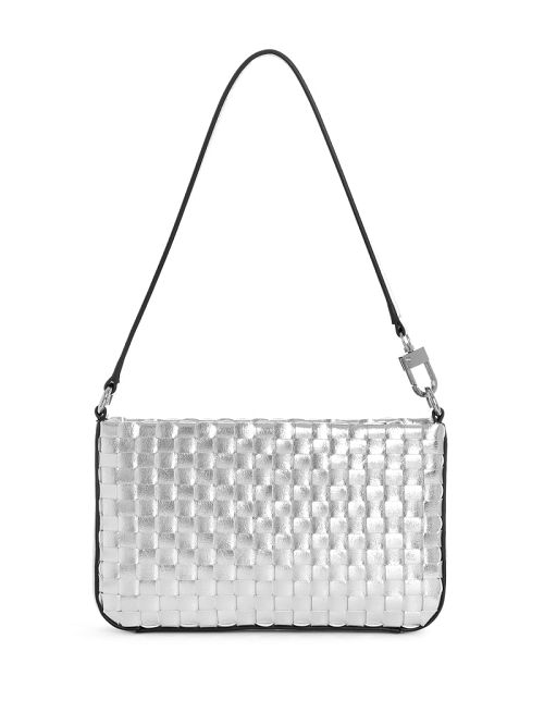 Guess Twiller Metallic Mini Shoulder Bag Zilver | GUESS-SN29190