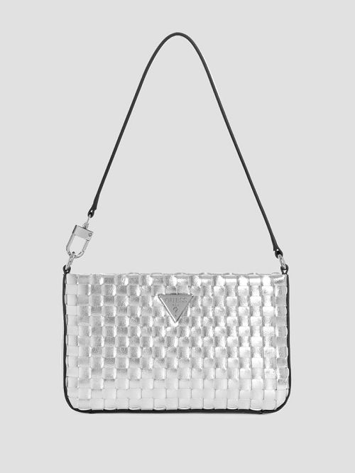 Guess Twiller Metallic Mini Shoulder Bag Zilver | GUESS-SN29190