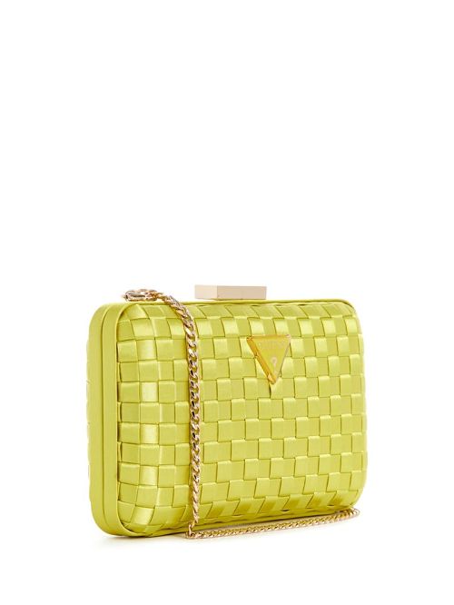 Guess Twiller Woven Satin Minaudiere Geel | GUESS-SN28933