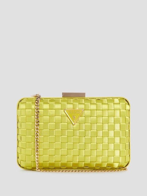 Guess Twiller Woven Satin Minaudiere Geel | GUESS-SN28933