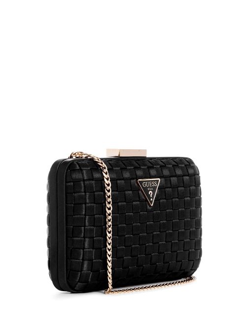 Guess Twiller Woven Satin Minaudiere Zwart | GUESS-SN28985