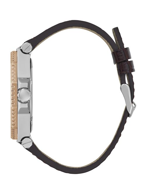 Guess Two-Tone and Brown Crocodile-Embossed Leather Multifunction Watch Roze | GUESS-SN31652