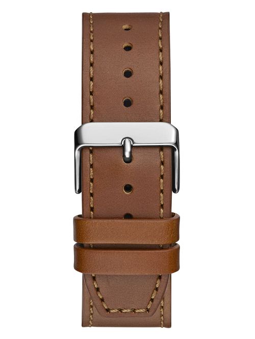 Guess Two-Tone and Brown Leather Multifunction Watch Goud | GUESS-SN31656