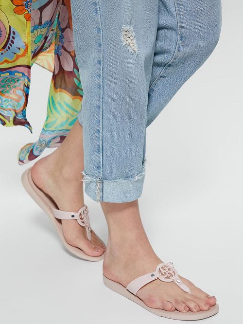Guess Tyana Quattro G Flip Flops Beige | GUESS-SN29589