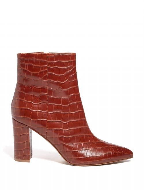 Guess Ulea Croc Leather Bootie Bruin | GUESS-SN29905