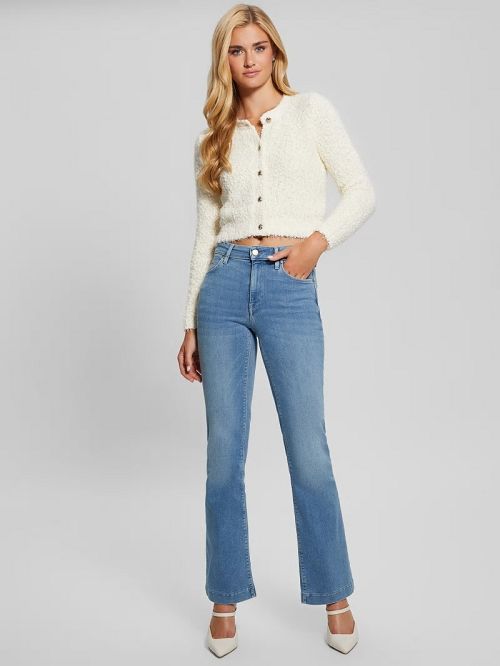 Guess Ume Boucle Feathered Cardigan Wit | GUESS-SN27711