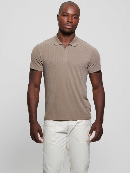 Guess Union Rib Knit Polo Bruin | GUESS-SN31325