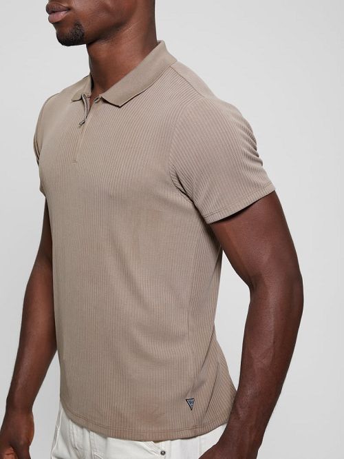 Guess Union Rib Knit Polo Bruin | GUESS-SN31325