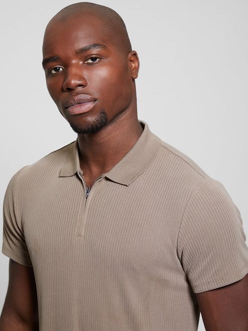 Guess Union Rib Knit Polo Bruin | GUESS-SN31325