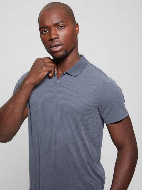 Guess Union Rib Knit Polo Grijs | GUESS-SN31306