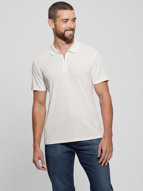 Guess Union Rib Knit Polo Wit | GUESS-SN31317