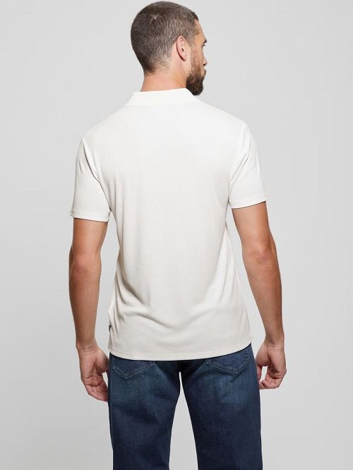 Guess Union Rib Knit Polo Wit | GUESS-SN31317