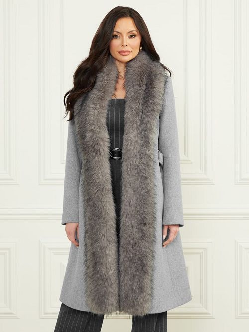 Guess Valerie Wool-Blend Coat Grijs | GUESS-SN28007