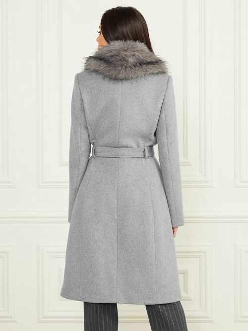 Guess Valerie Wool-Blend Coat Grijs | GUESS-SN28007