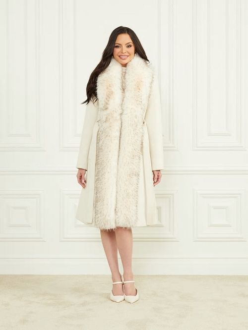 Guess Valerie Wool-Blend Coat Wit | GUESS-SN28014