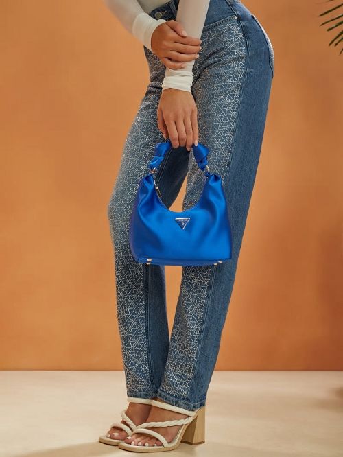 Guess Velina Satin Hobo Bag Geel | GUESS-SN29146