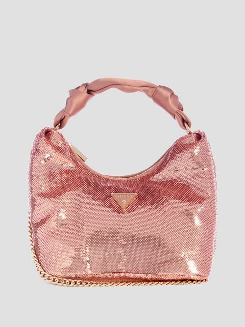 Guess Velina Sequin Hobo Bag Roze Goud | GUESS-SN29124