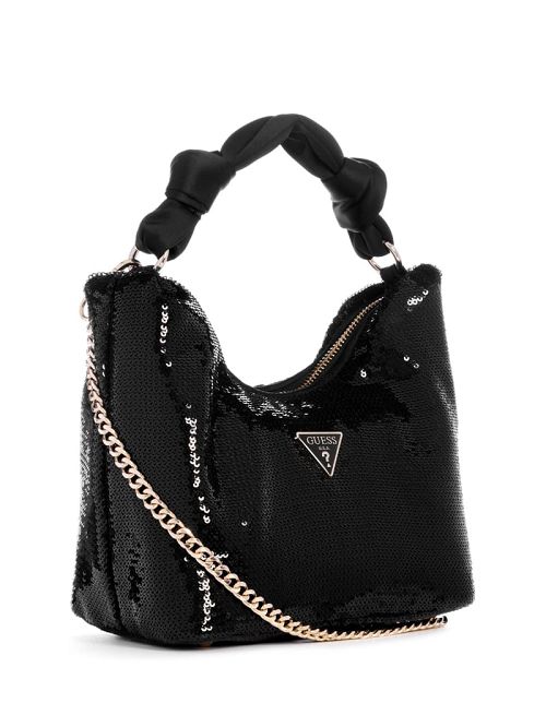 Guess Velina Sequin Hobo Bag Zwart | GUESS-SN29112