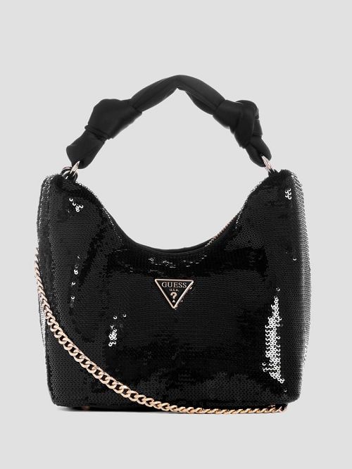 Guess Velina Sequin Hobo Bag Zwart | GUESS-SN29112