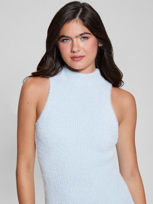Guess Vero Fuzzy Sweater Dress Blauw | GUESS-SN27017