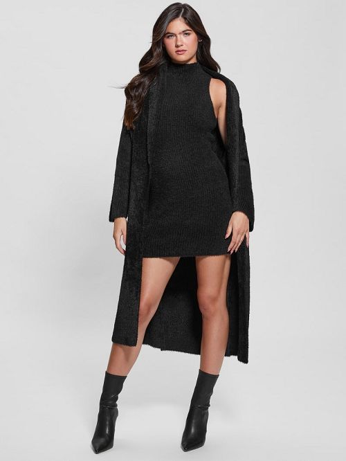 Guess Vero Oversized Mini Cardigan Coat Zwart | GUESS-SN27836