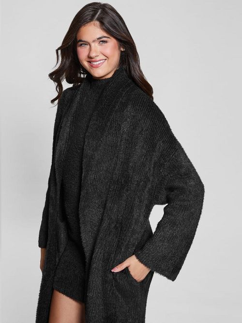 Guess Vero Oversized Mini Cardigan Coat Zwart | GUESS-SN27836