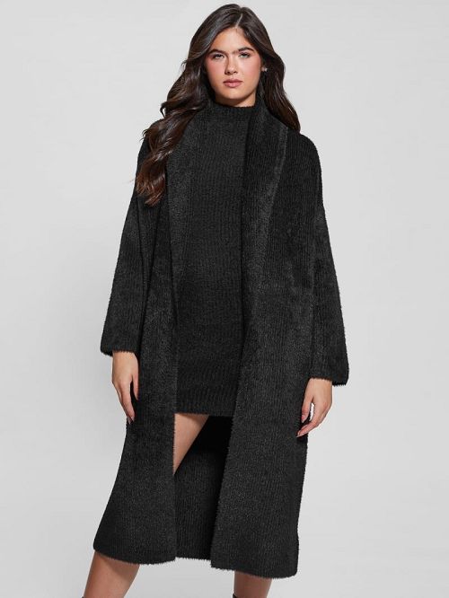 Guess Vero Oversized Mini Cardigan Coat Zwart | GUESS-SN27836