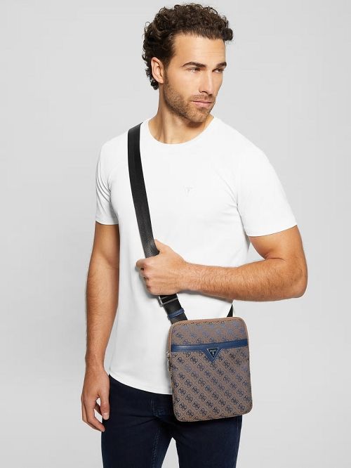 Guess Vezzola Jacquard Flat Crossbody Blauw | GUESS-SN31724