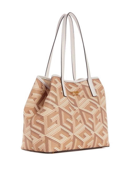 Guess Vikky G Cube Tote Beige | GUESS-SN29348