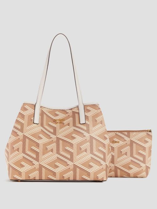 Guess Vikky G Cube Tote Beige | GUESS-SN29348