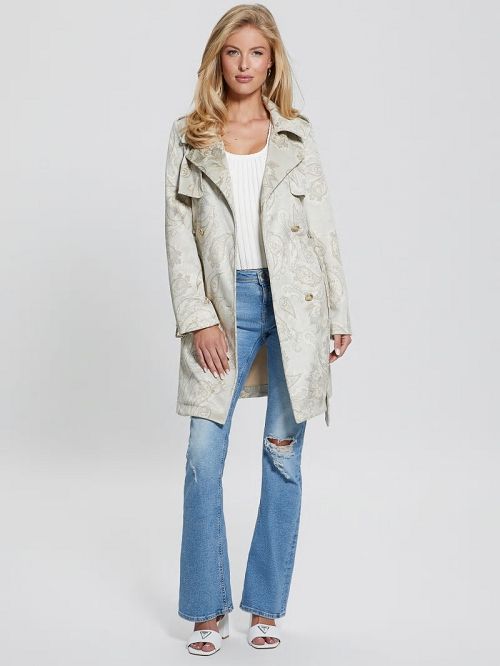 Guess Vilma Faux-Suede Trench Coat Beige | GUESS-SN28044