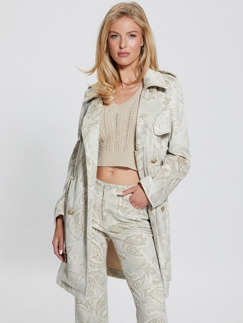 Guess Vilma Faux-Suede Trench Coat Beige | GUESS-SN28044