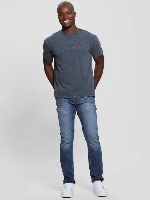 Guess Vintage Wash Crewneck Tee Blauw | GUESS-SN30679