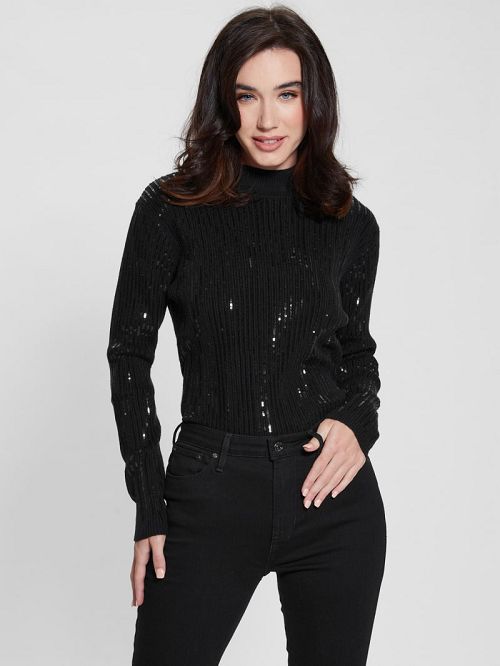 Guess Vivian Sequin Sweater Zwart | GUESS-SN27716