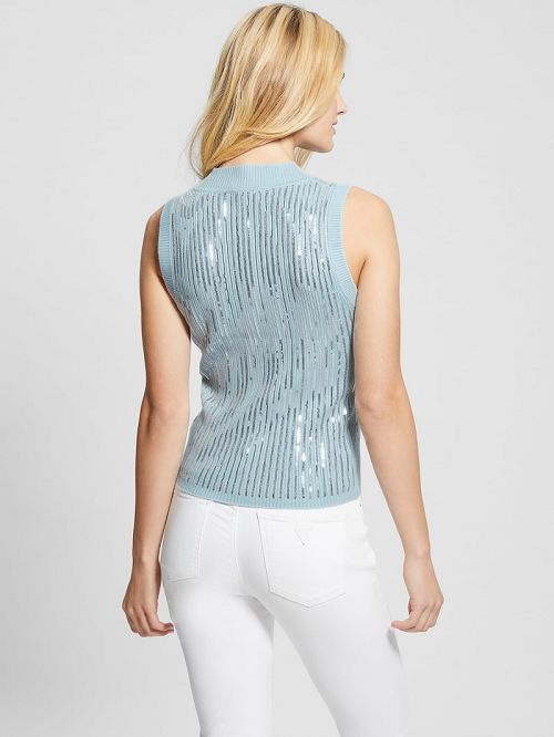 Guess Vivian Sequin Tank Top Blauw | GUESS-SN27761