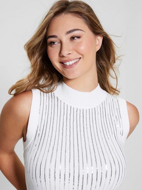 Guess Vivian Sequin Tank Top Wit | GUESS-SN27367