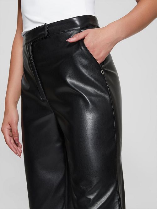 Guess Vixen Faux-Leather Pants Zwart | GUESS-SN28237
