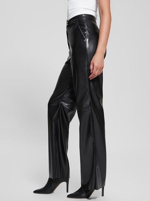 Guess Vixen Faux-Leather Pants Zwart | GUESS-SN28237
