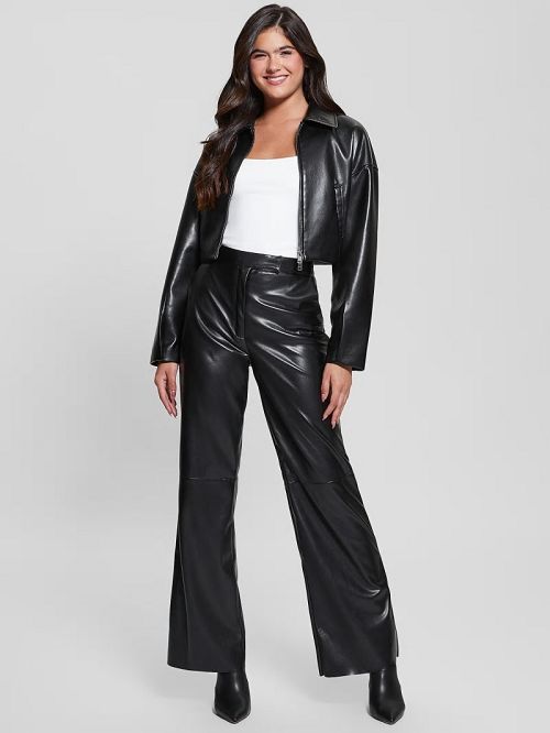 Guess Vixen Faux-Leather Pants Zwart | GUESS-SN28237